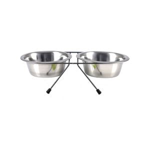 Yes4pets 2 X Sets Medium Portable Dog Cat Steel Pet Bowl Water Bowls Feeder