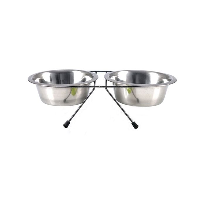 Yes4pets 2 X Sets Medium Portable Dog Cat Steel Pet Bowl Water Bowls Feeder