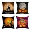 Catzon 4 Pcs Halloween Throw Pillow Covers Square Linen Pillowcase for Couch