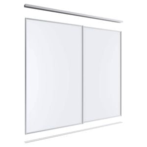 Lugna 2100 x 1801-2400mm Clear Anodised Melamine Wardrobe Double Sliding Doors