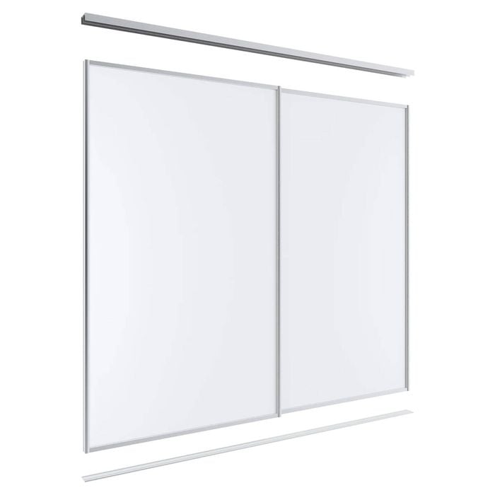 Lugna 2100 x 1801-2400mm Clear Anodised Melamine Wardrobe Double Sliding Doors