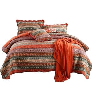 Catzon 3 Pieces Queen Size Quilt Bedding Set Floral Reversible Bedspread