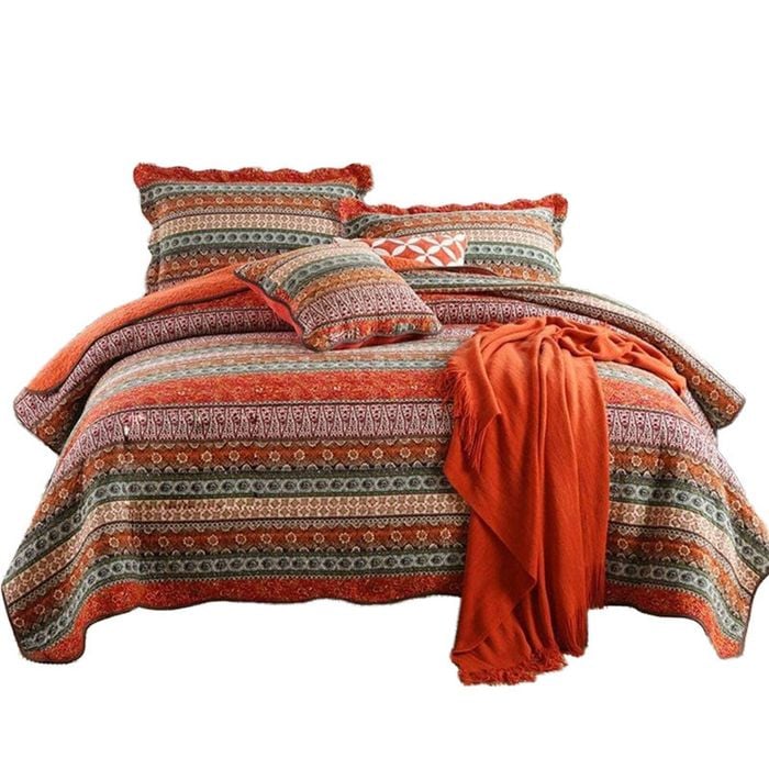 Catzon 3 Pieces Queen Size Quilt Bedding Set Floral Reversible Bedspread
