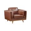 Single Seater Armchair Faux Leather Sofa Modern Lounge Accent Chair in Brown with Wooden Frame
