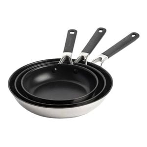 3pc KitchenAid Classic Stainless Steel Frying Pan Set