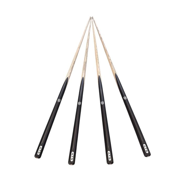 Ats Pioneer Black 57 Inch 1pc Cue American Ash Shaft With Wood Logo Embedded- 4 Pack
