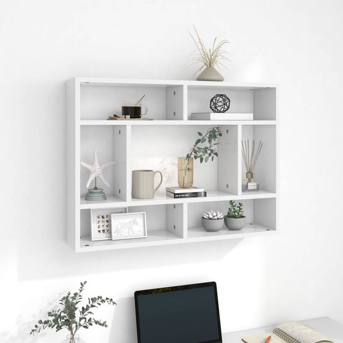 vidaXL Wall Shelf White Engineered Wood Hanging Floating Cabinet ...