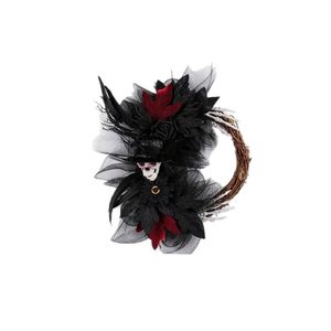 Lifebay Halloween Skull Rose Wreath Door Hanging