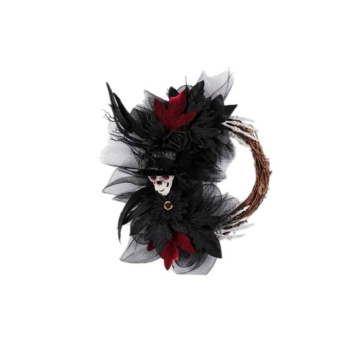 Lifebay Halloween Skull Rose Wreath Door Hanging