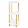 Costway 2x 60.5cm Round Side Table 3tier Nightstand Bamboo Shelf Corner