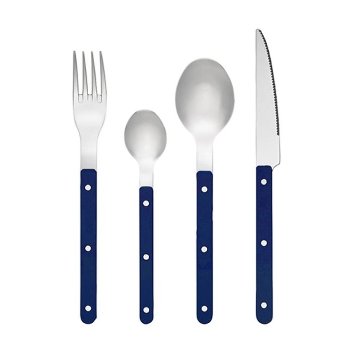 16pc Porto Sona Cutlery Stainless Steel Finish Complete Utensil Set Navy
