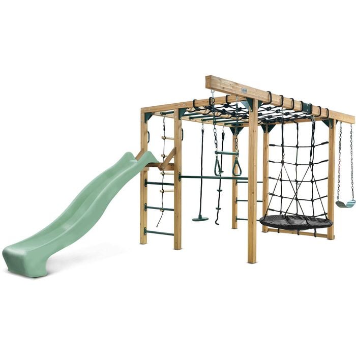 Lifespan Kids Orangutan Monkey Bars Jungle Gym Climbing Frame with 2.2m Pastel Green Slide