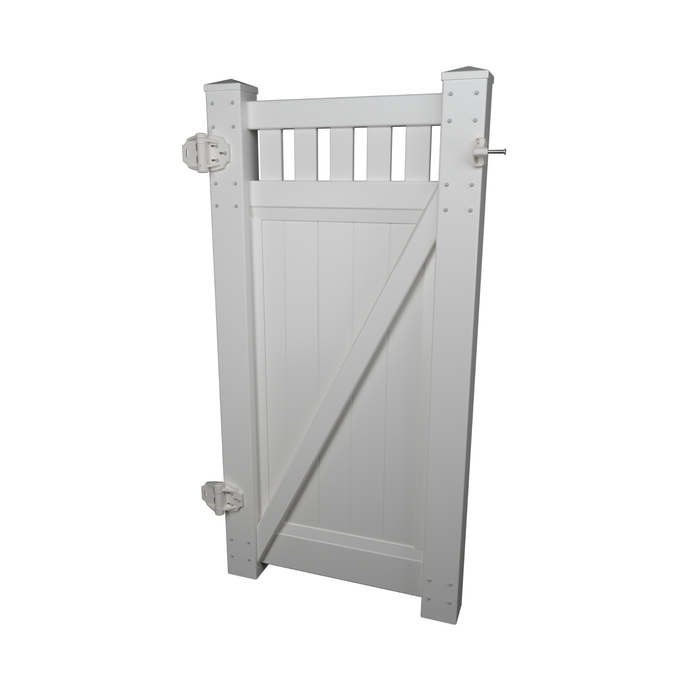 Think Fencing 900 x 1760mm White PVC Mystique with Lattice Swing Gate