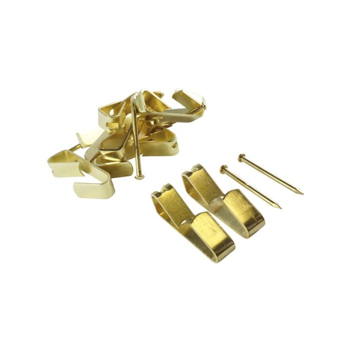 Everhang 30kg Brass Plated Heavy-Duty Picture Hanging Angle Drive Hook  - 10 Pack