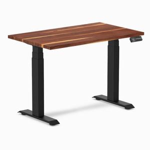 Desky Dual Mini Pheasantwood Hardwood Sit to Stand Desk 1000x600mm Matte Black Frame