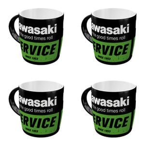 4x Nostalgic-art Ceramic Mug Kawasaki Service Retro Design 9x9cm Black