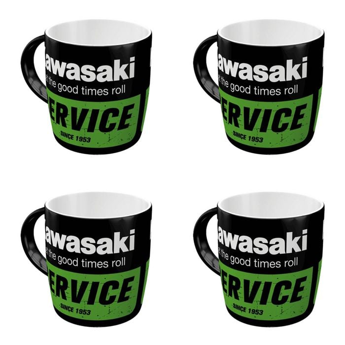 4x Nostalgic-art Ceramic Mug Kawasaki Service Retro Design 9x9cm Black