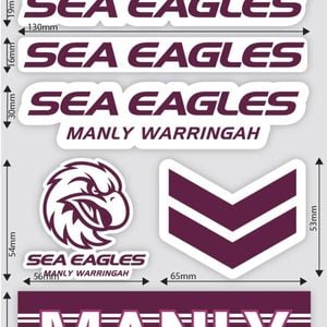 NRL Sticker Decal Sheet - Manly Sea Eagles - Stickers Wordmark - NEW