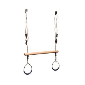 Swing Slide Climb Timber Trapeze With Blue Rings