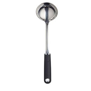 Mastercraft Soft Grip 34cm Stainless Steel Soup Ladle - Black