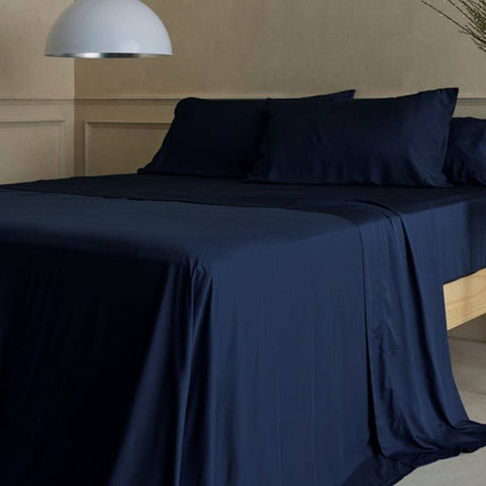 Bedding Co. Organic Bamboo Sheet Set 350TC Durable Navy Blue Super King