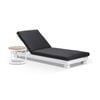 Santorini Aluminium Sun Lounge White With Round Side Table & Denim Grey Cushions