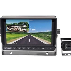 Elinz 7" 1080P AHD Monitor Car 4PIN Reversing Camera DVR 12V 24V Recording Truck Caravan Splitscreen