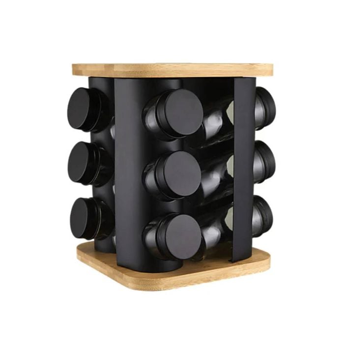 13pc Maxwell & Williams Harstad Spice Rack w/ Jars Set - Black