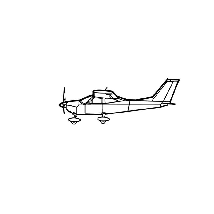 Ignite Laser Cessna 177B - Four-Seat Light Aircraft Silhouette Metal Wall Art Coated Black 15.7 inch - 40 cm
