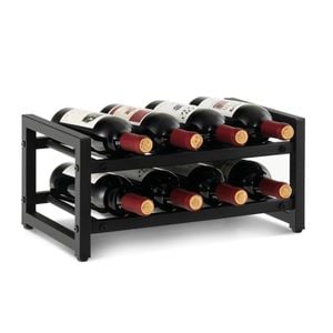 Costway 8-bottle Wine Rack Metal Cellar Display Shelf W/foot Pads Black