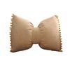Catzon Bow Throw Pillow Covers with Pom Poms Soft Velvet Boho Decor-Champagne