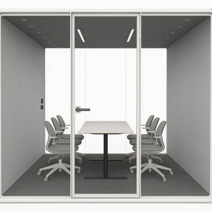 Focuspod Max Acoustic Boardroom Pod — 6 Person Large Soundproof Meeting Room (white)