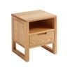 MIUZ Solid Oak Wood Bedside Table, Large Side Storage End Table Shelf Nightstand