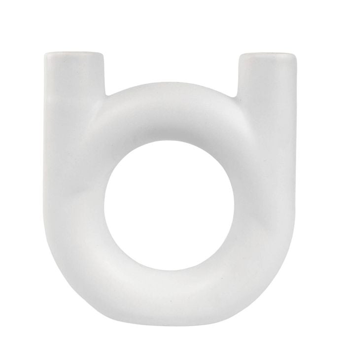 Urban Amira 17cm Ceramic Double Vessel Vase Flower Holder - White