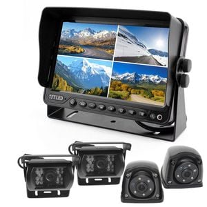 Elinz Quadscreen 7" Dvr 4 Camera Package Kit 360 View Reversing Forward Side 12v 24v 800tvl