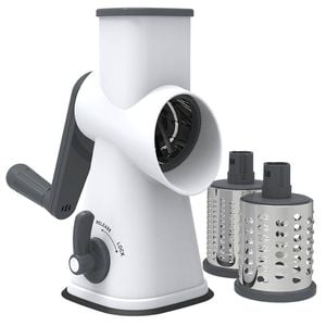 Appetito 3-Blade Drum Grater w/ Lockable Suction Base - White/Grey