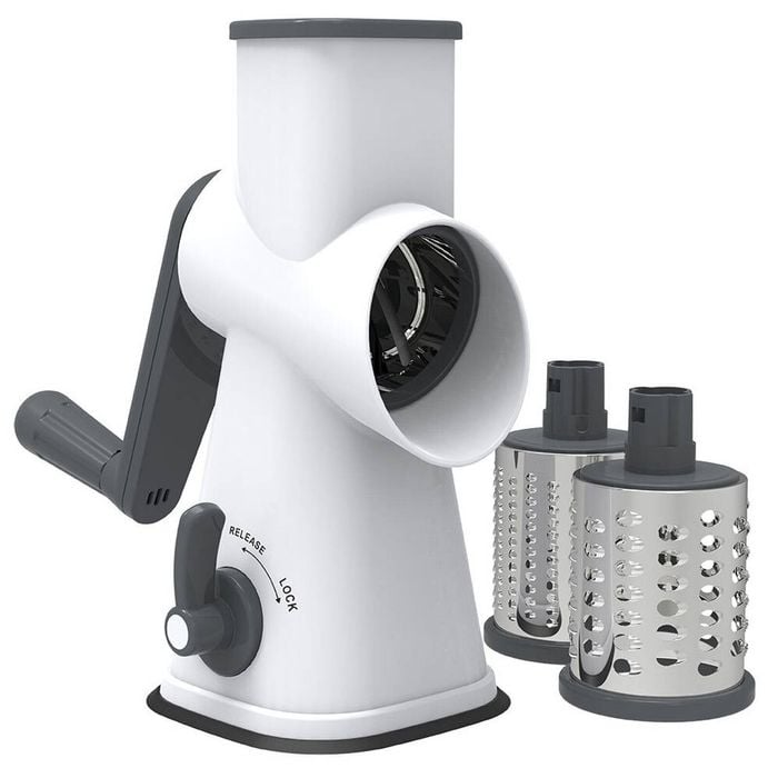 Appetito 3-Blade Drum Grater w/ Lockable Suction Base - White/Grey