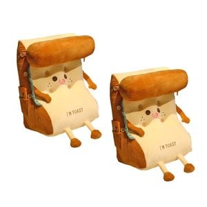 Soga 2x Toast Bread Wedge Cushion Cute Face Plush Back Support Pillow Home Decor