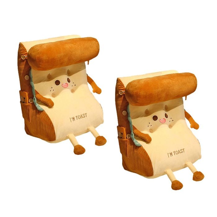 Soga 2x Toast Bread Wedge Cushion Cute Face Plush Back Support Pillow Home Decor