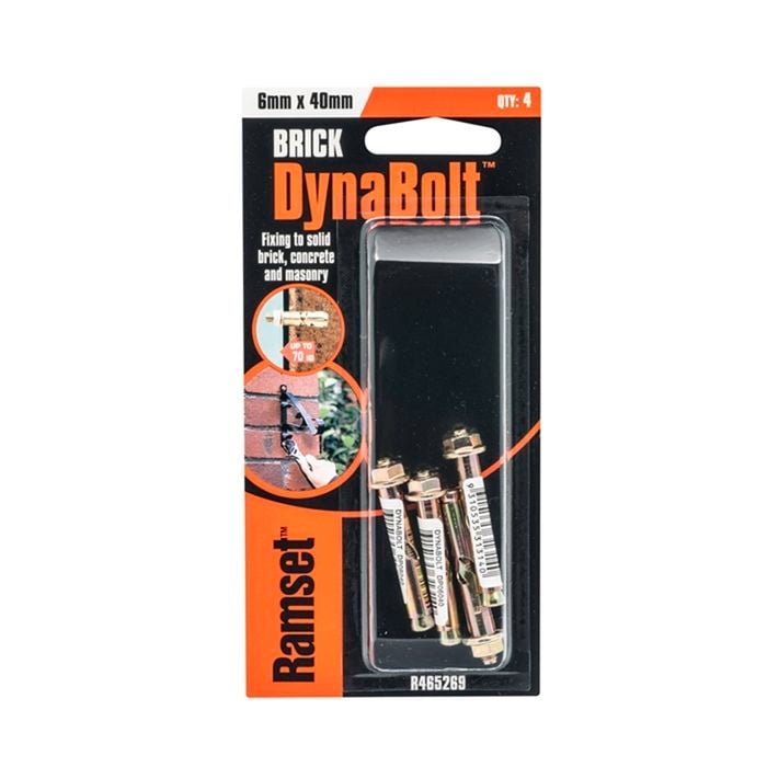 Ramset Dynabolt Hex M6 x 40mm Zinc Passivated 4pk