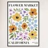 Galrie Stunning Abstract Floral Art Print Flower Market California, Black Frame, A4 21 x 30cm (8 x 12inch)