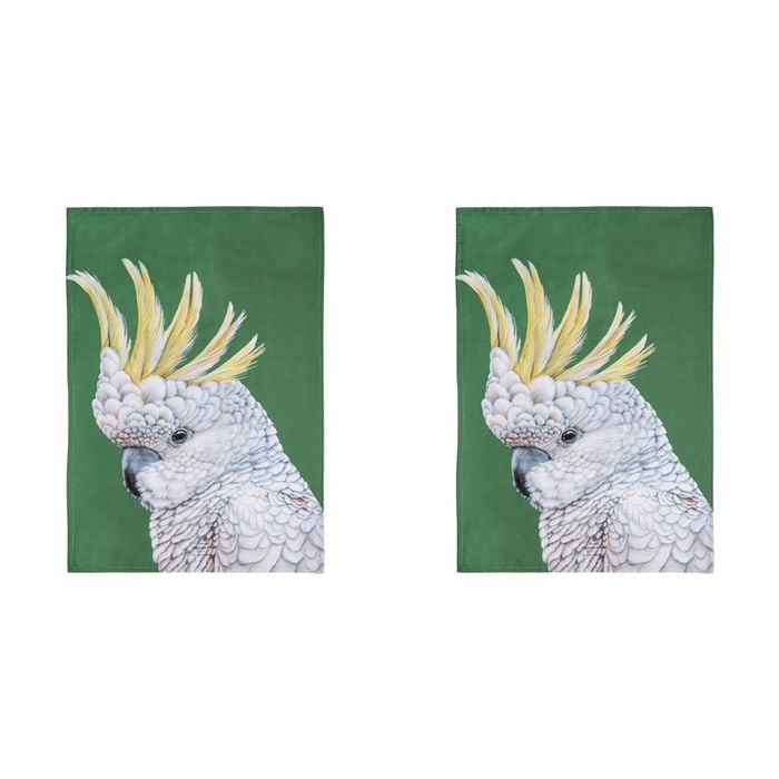 2PK Ashdene Cotton 70x50cm Modern Birds Cockatoo Kitchen Towel