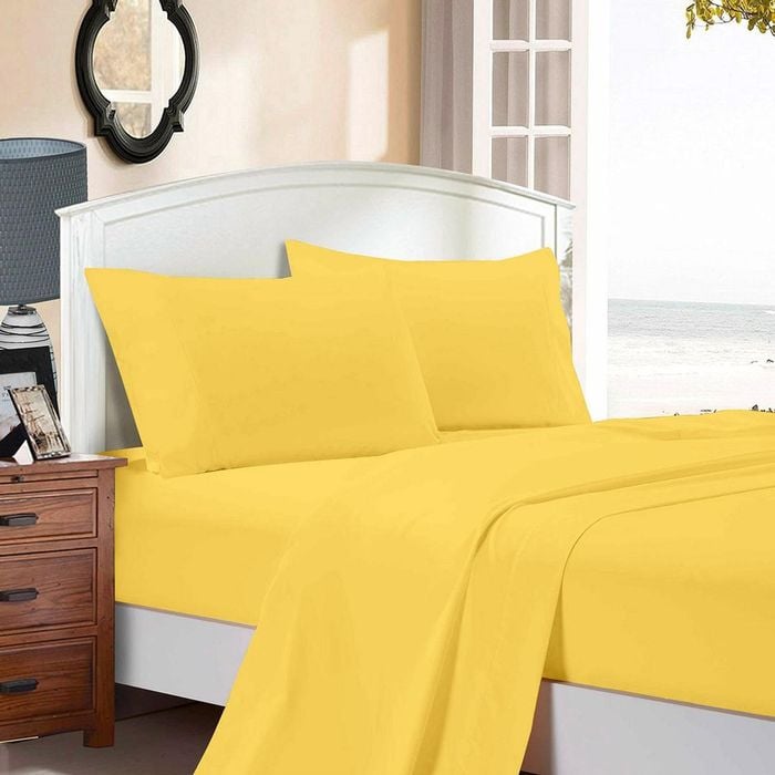 Fabric Fantastic 1000tc Ultra Soft King Size Bed Yellow Flat & Fitted Sheet Set