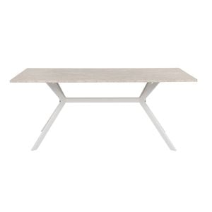 Design Square Kays Modern Rectangular Kitchen Dining Table 180cm Metal Frame Stone/White
