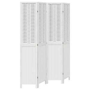 vidaXL Room Divider Privacy Screen Partition 4 Panels White Paulownia