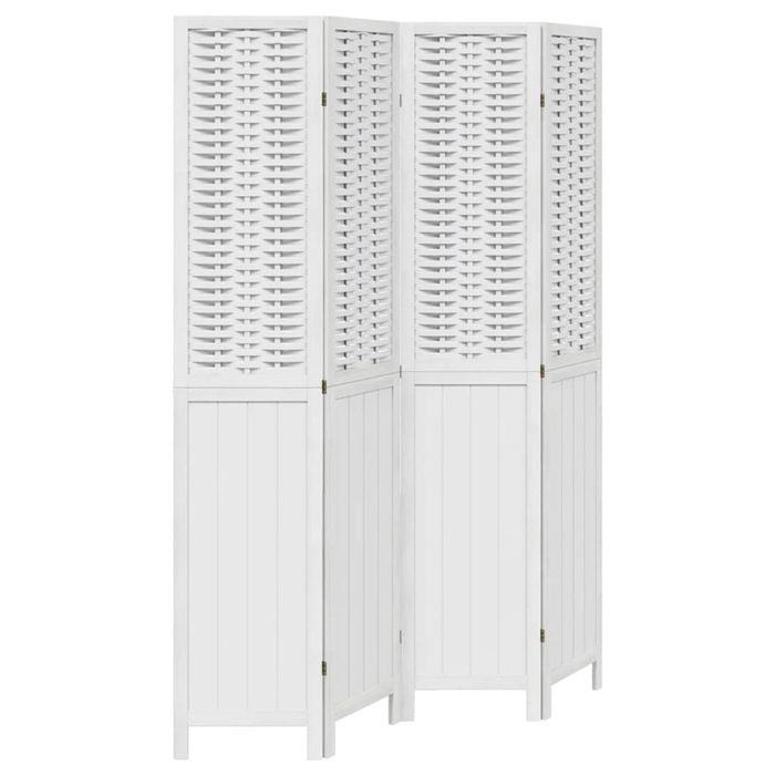 vidaXL Room Divider Privacy Screen Partition 4 Panels White Paulownia