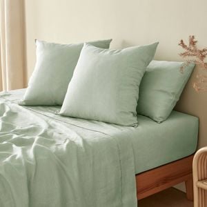 Natural Home 100% European Flax Linen Willow Green Euro Pillowcase Twin Pack