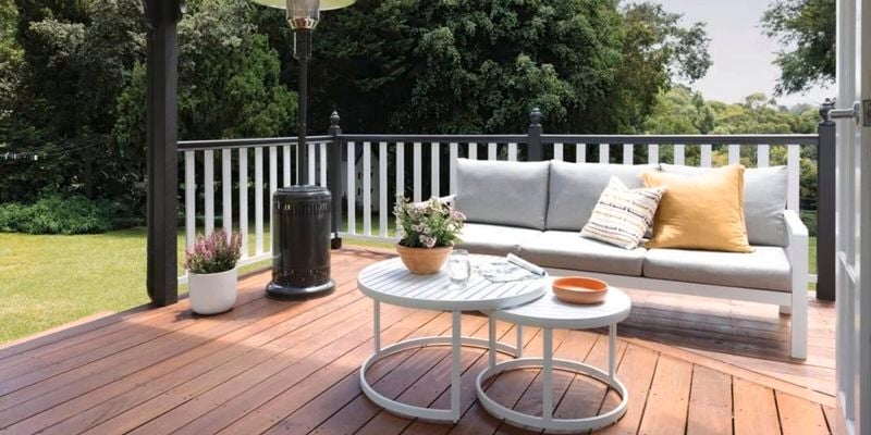 Outdoor assembly image with setting in backyard