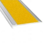 Duratac 1500mm Clear Aluminum with Yellow Carborundum Insert & Countersunk Holes Stair Nosing