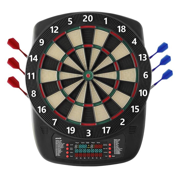 VEVOR 336mm Electronic Dart Board Black with 43 Games 200+ Variations for Up to 8 Players